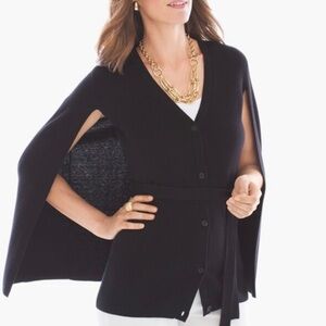 Chico’s Karla Cape Cardigan Sweater Fashion Black